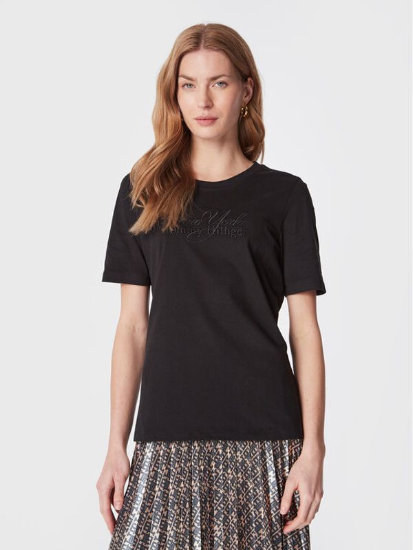 Tommy Hilfiger Tommy Hilfiger Тишърт WW0WW37351 Черен Regular Fit