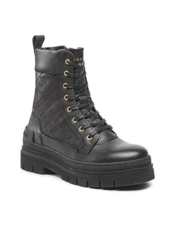 Tommy Hilfiger Tommy Hilfiger Туристически oбувки Lace Up Zip Boot Monogram FW0FW06849 Черен