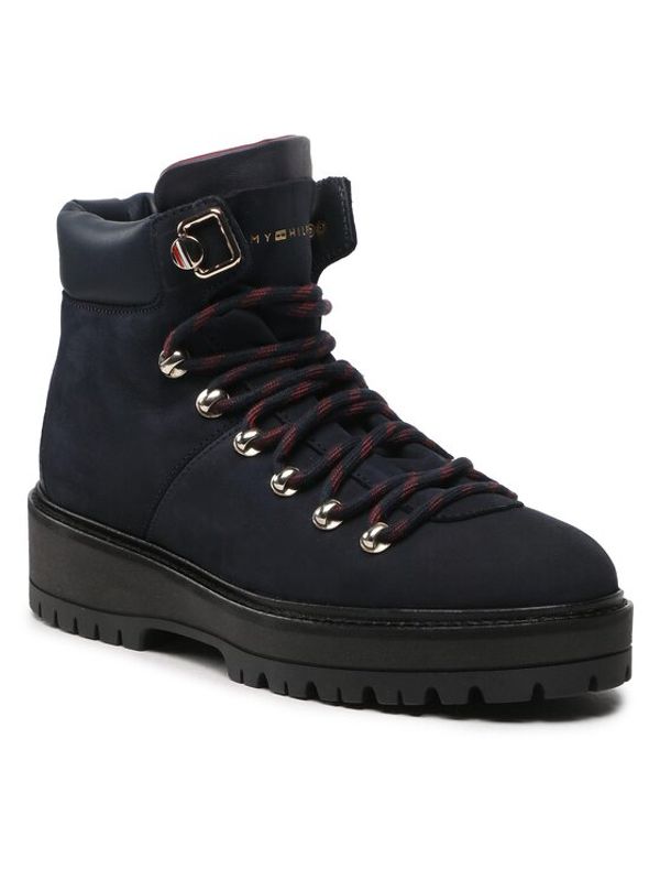 Tommy Hilfiger Tommy Hilfiger Туристически oбувки Nubuck Outdoor Flat Boot FW0FW06724 Тъмносин