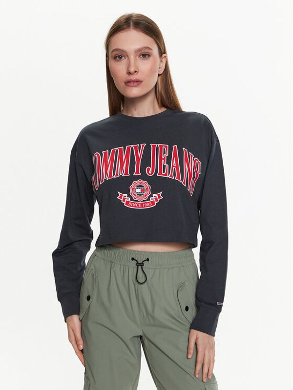 Tommy Jeans Tommy Jeans Блуза Collegiate DW0DW15575 Сив Cropped Fit