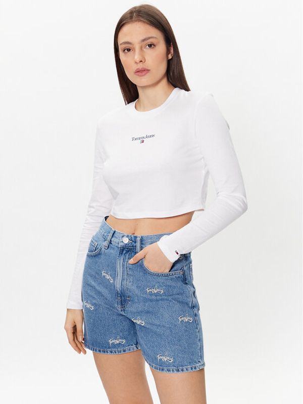 Tommy Jeans Tommy Jeans Блуза Essential Logo DW0DW15443 Бял Cropped Fit