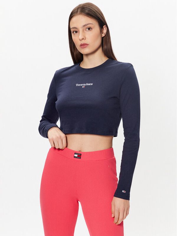 Tommy Jeans Tommy Jeans Блуза Essential Logo DW0DW15443 Тъмносин Cropped Fit