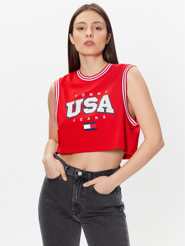 Tommy Jeans Tommy Jeans Блуза USA Basketball DW0DW15304 Червен Cropped Fit