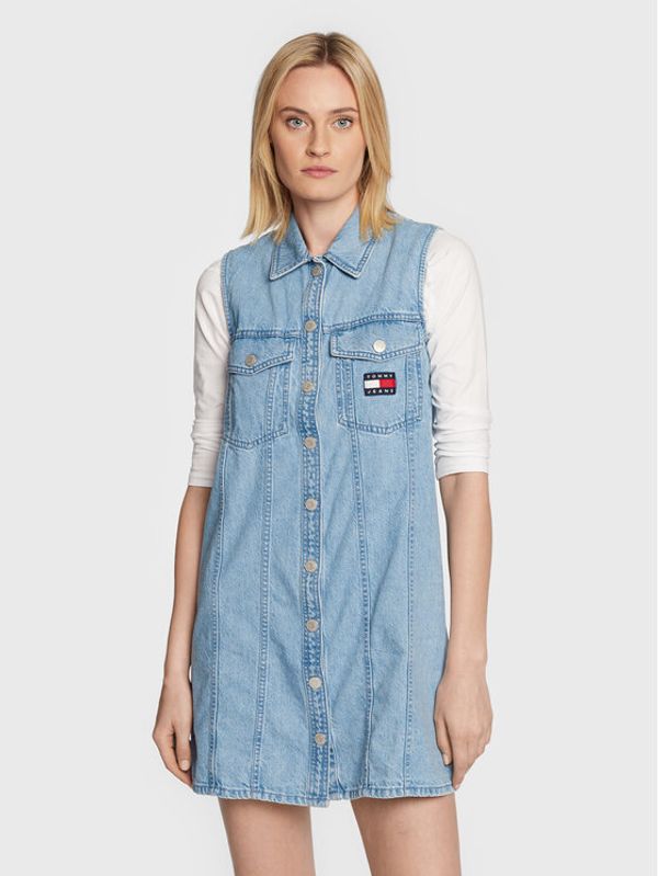 Tommy Jeans Tommy Jeans Дънкова рокля Badge DW0DW13600 Син Regular Fit