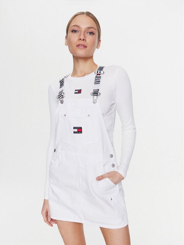 Tommy Jeans Tommy Jeans Дънкова рокля Dungaree DW0DW15632 Бял Regular Fit