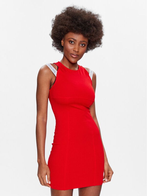 Tommy Jeans Tommy Jeans Ежедневна рокля Tjw Logo Taping Strap Bodycon DW0DW15350 Червен Bodycon Fit