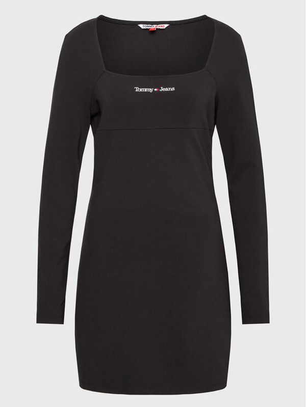 Tommy Jeans Tommy Jeans Ежедневна рокля Tjw Serif Linear Ls Bodycon DW0DW15347 Черен Slim Fit