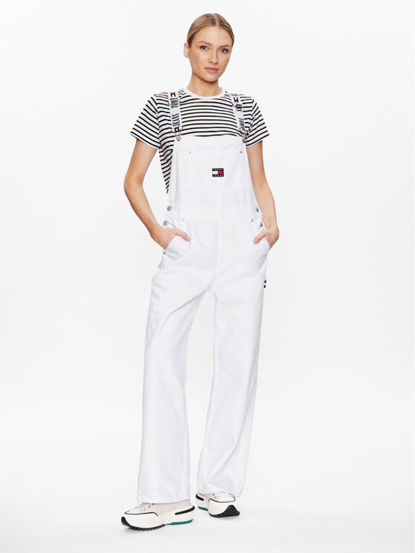 Tommy Jeans Tommy Jeans Гащеризон с презрамки DW0DW15540 Бял Regular Fit