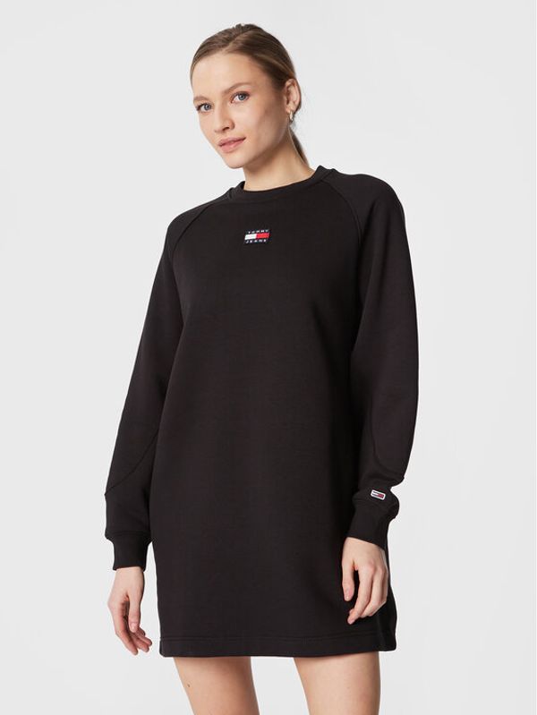 Tommy Jeans Tommy Jeans Плетена рокля Badge DW0DW15046 Черен Regular Fit