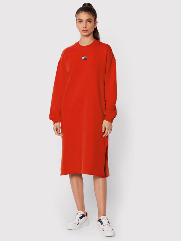 Tommy Jeans Tommy Jeans Плетена рокля DW0DW13610 Червен Relaxed Fit