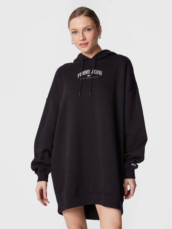 Tommy Jeans Tommy Jeans Плетена рокля Essential Logo 2 DW0DW15066 Черен Relaxed Fit