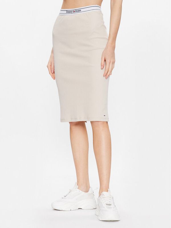 Tommy Jeans Tommy Jeans Пола тип молив Logo Waistband DW0DW15430 Бежов Slim Fit
