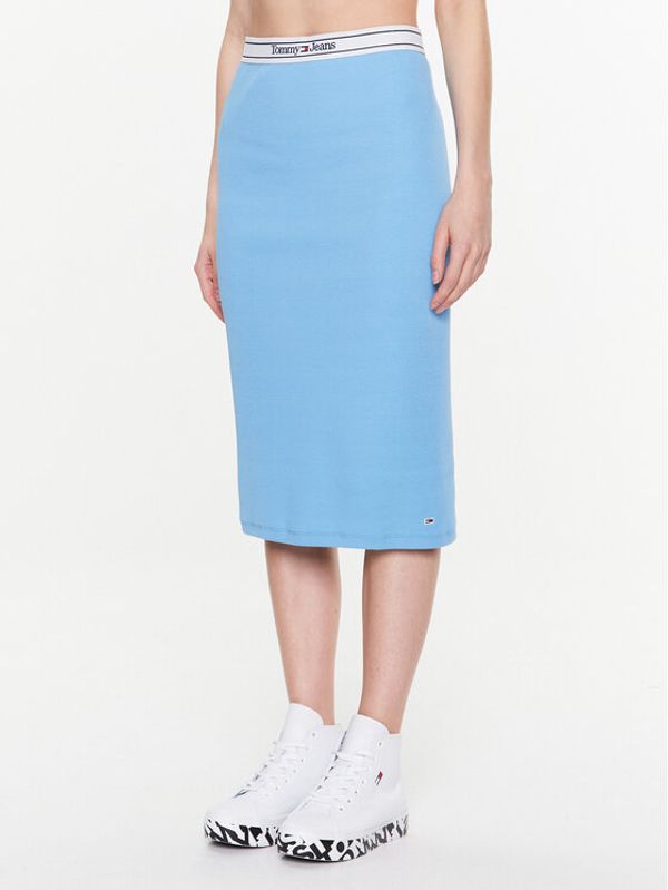 Tommy Jeans Tommy Jeans Пола тип молив Logo Waistband DW0DW15430 Син Slim Fit