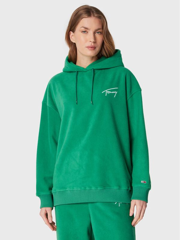 Tommy Jeans Tommy Jeans Полар Signature DW0DW14358 Зелен Oversize