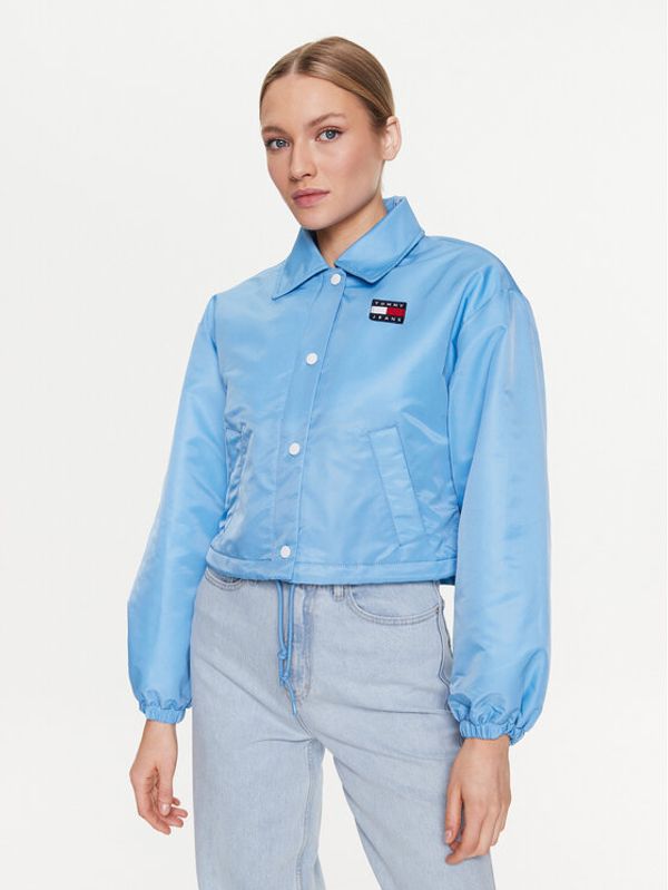 Tommy Jeans Tommy Jeans Пухено яке Cropped Coach DW0DW15334 Син Cropped Fit