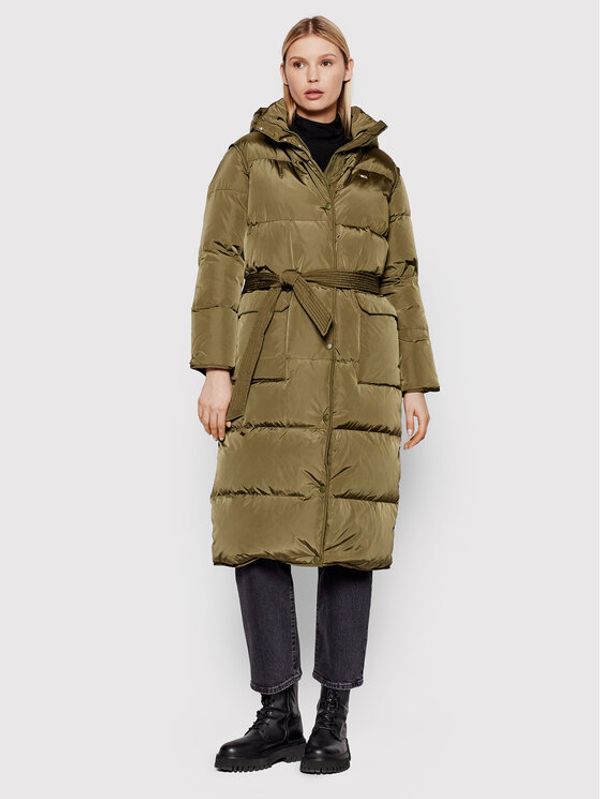 Tommy Jeans Tommy Jeans Пухено яке Longline Belted DW0DW11115 Зелен Regular Fit