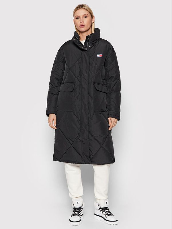 Tommy Jeans Tommy Jeans Пухено яке Longline Fashion DW0DW11107 Черен Regular Fit