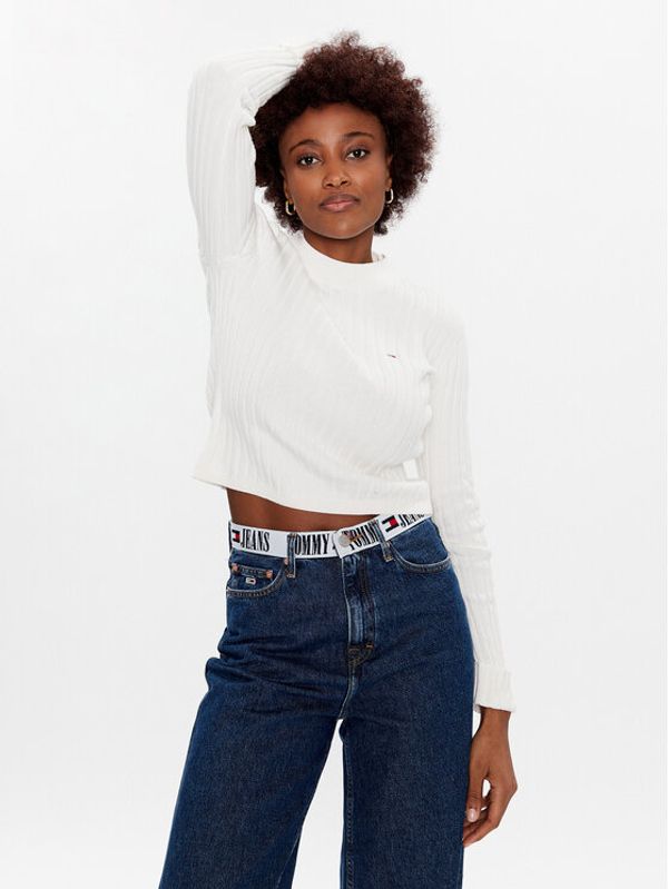 Tommy Jeans Tommy Jeans Пуловер DW0DW15060 Бял Slim Fit