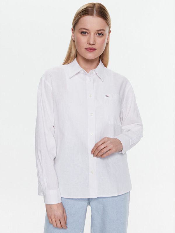 Tommy Jeans Tommy Jeans Риза Solid DW0DW15577 Бял Relaxed Fit