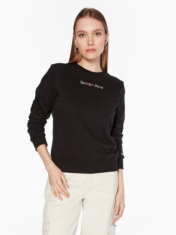 Tommy Jeans Tommy Jeans Суитшърт Color Serif Linear Crew DW0DW15648 Черен Regular Fit