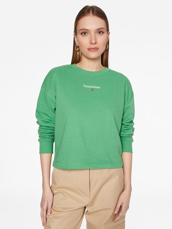 Tommy Jeans Tommy Jeans Суитшърт Essential Logo DW0DW15409 Зелен Boxy Fit