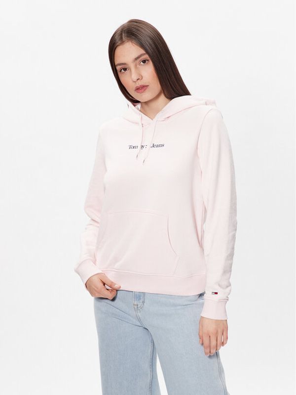 Tommy Jeans Tommy Jeans Суитшърт Serif Linear DW0DW15649 Розов Regular Fit