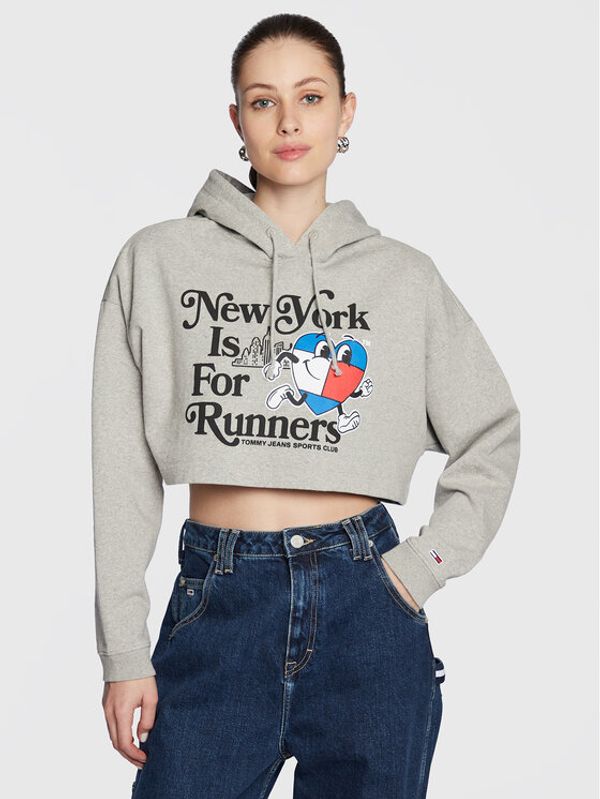 Tommy Jeans Tommy Jeans Суитшърт Sportees Runners DW0DW14872 Сив Cropped Fit
