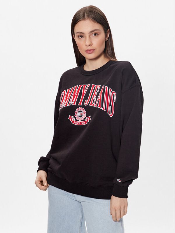 Tommy Jeans Tommy Jeans Суитшърт Varsity Prep 1 Crew DW0DW15419 Черен Oversize