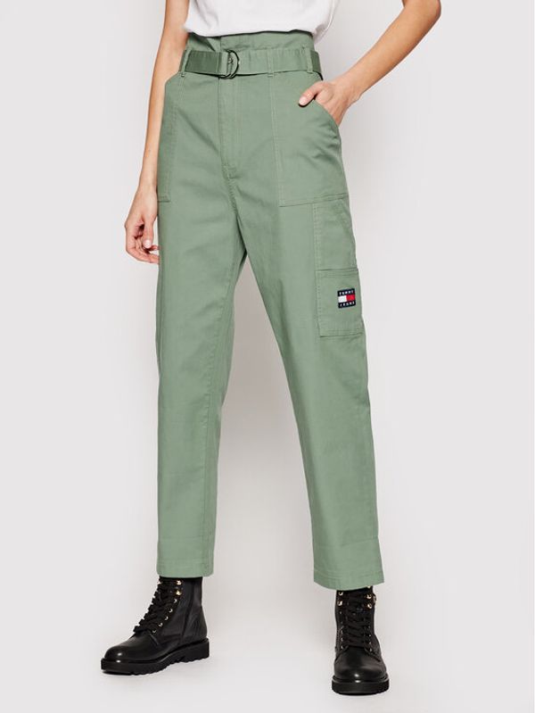 Tommy Jeans Tommy Jeans Текстилни панталони Tjw Paperbag Cargo DW0DW09741 Зелен Regular Fit