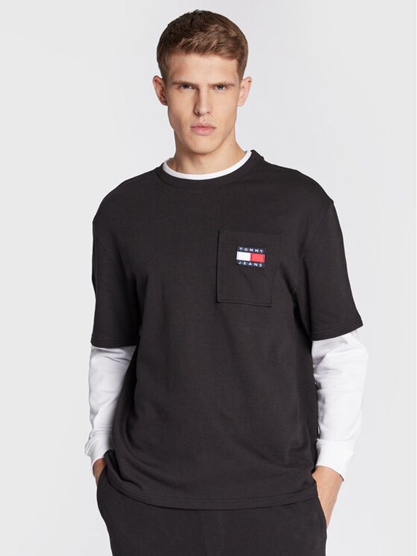 Tommy Jeans Tommy Jeans Тениска с дълъг ръкав Skater 2 In 1 DM0DM15052 Черен Relaxed Fit
