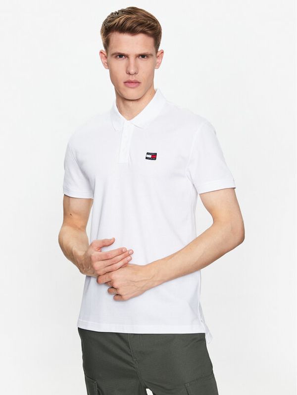 Tommy Jeans Tommy Jeans Тениска с яка и копчета Classic Badge DM0DM16224 Бял Regular Fit