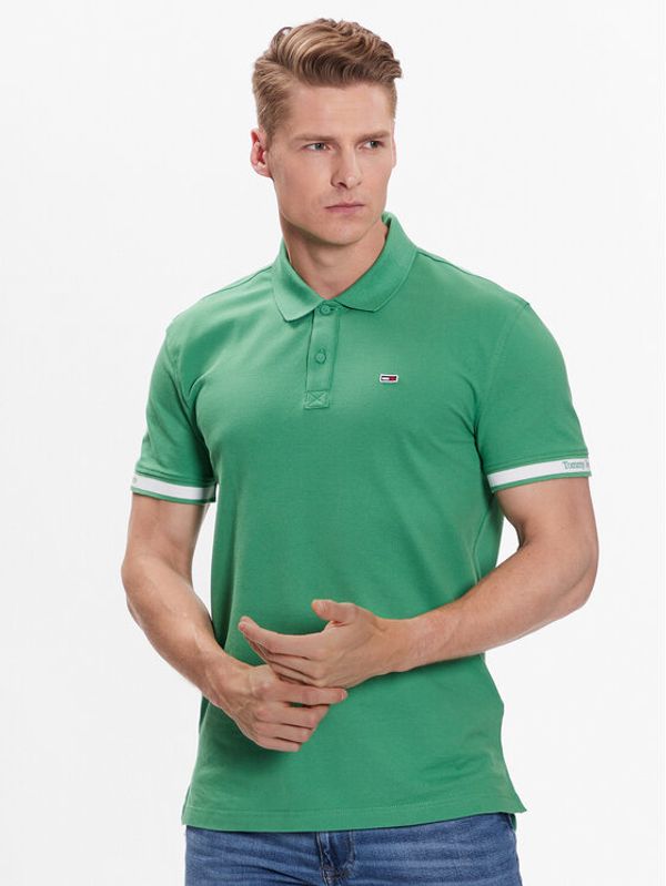 Tommy Jeans Tommy Jeans Тениска с яка и копчета DM0DM15751 Зелен Regular Fit