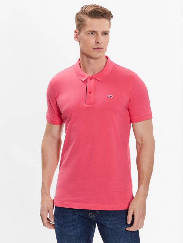 Tommy Jeans Tommy Jeans Тениска с яка и копчета DM0DM15940 Розов Slim Fit