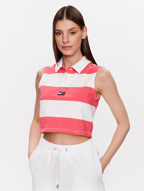 Tommy Jeans Tommy Jeans Тениска с яка и копчета DW0DW15325 Розов Relaxed Fit