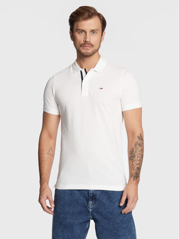 Tommy Jeans Tommy Jeans Тениска с яка и копчета Placket DM0DM15370 Бял Slim Fit