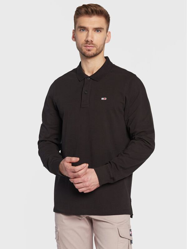 Tommy Jeans Tommy Jeans Тениска с яка и копчета Solid DM0DM15077 Черен Slim Fit