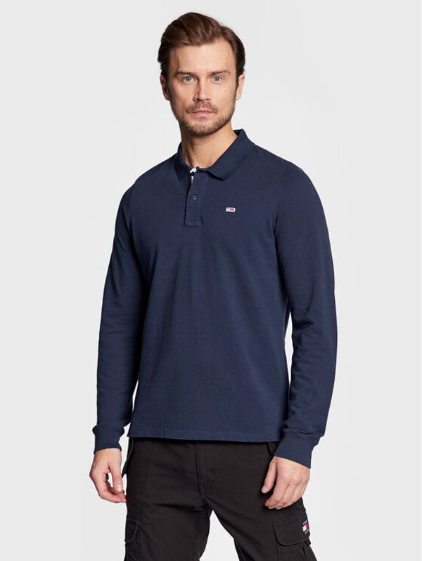 Tommy Jeans Tommy Jeans Тениска с яка и копчета Solid DM0DM15077 Тъмносин Slim Fit