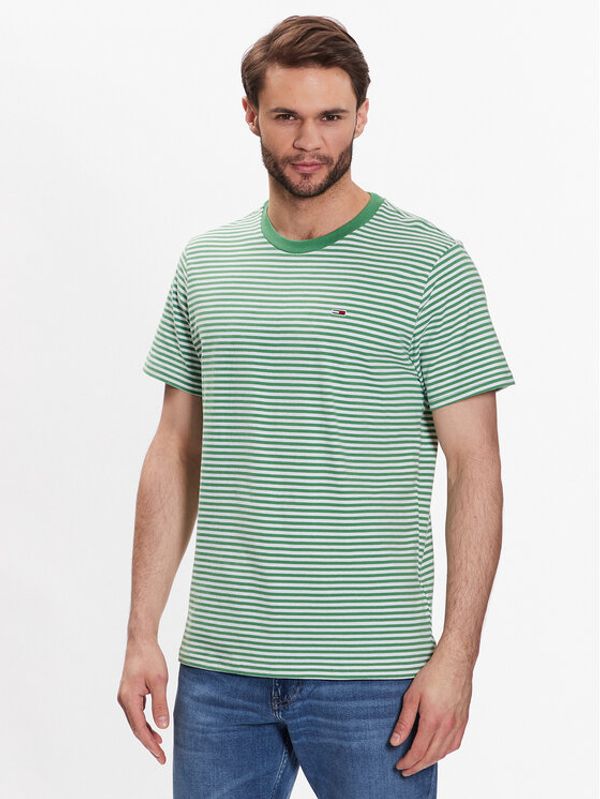 Tommy Jeans Tommy Jeans Тишърт Classics Stripe DM0DM05515 Зелен Regular Fit