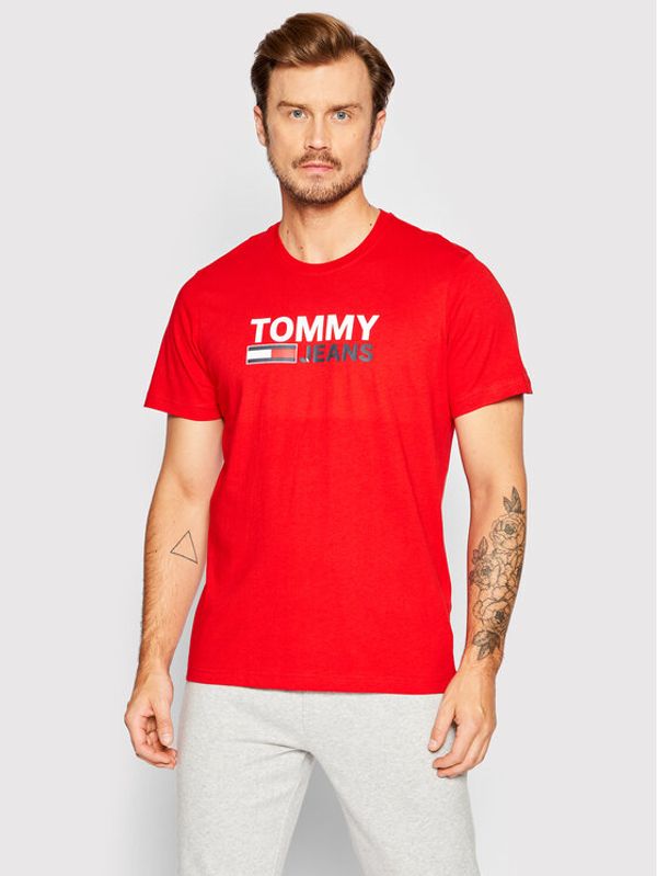 Tommy Jeans Tommy Jeans Тишърт Corp Logo DM0DM15379 Червен Regular Fit