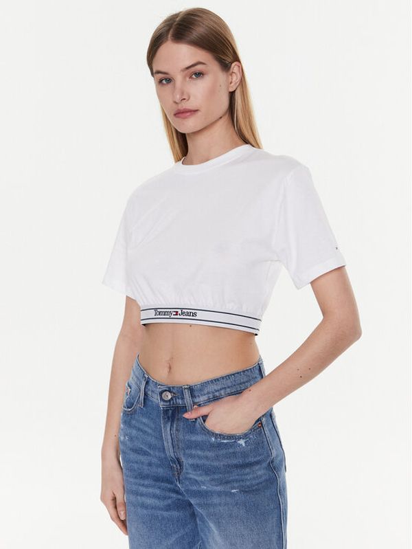 Tommy Jeans Tommy Jeans Тишърт DW0DW15167 Бял Cropped Fit