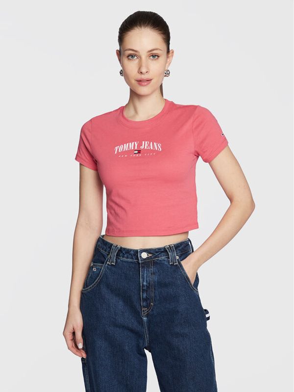 Tommy Jeans Tommy Jeans Тишърт Essential Logo DW0DW14910 Розов Cropped Fit