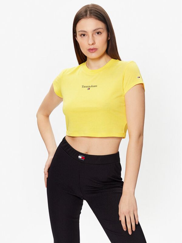 Tommy Jeans Tommy Jeans Тишърт Essential Logo DW0DW15444 Жълт Cropped Fit