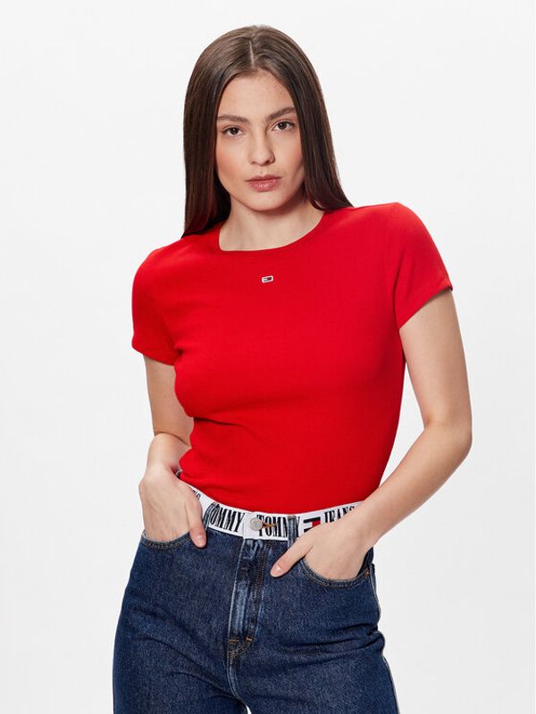 Tommy Jeans Tommy Jeans Тишърт Essentialczer DW0DW14876 Червен Slim Fit