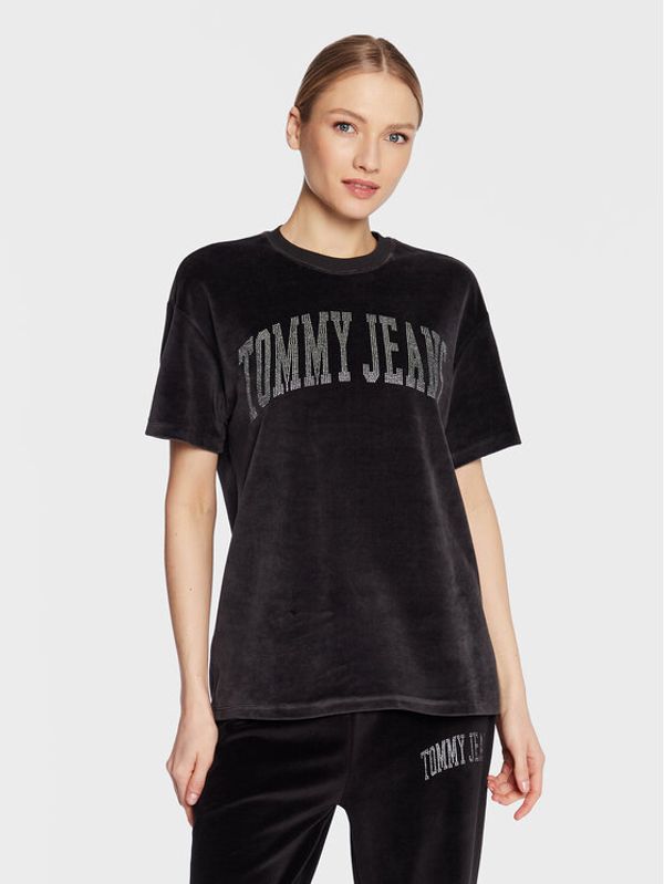 Tommy Jeans Tommy Jeans Тишърт Rhinestone DW0DW14903 Черен Oversize