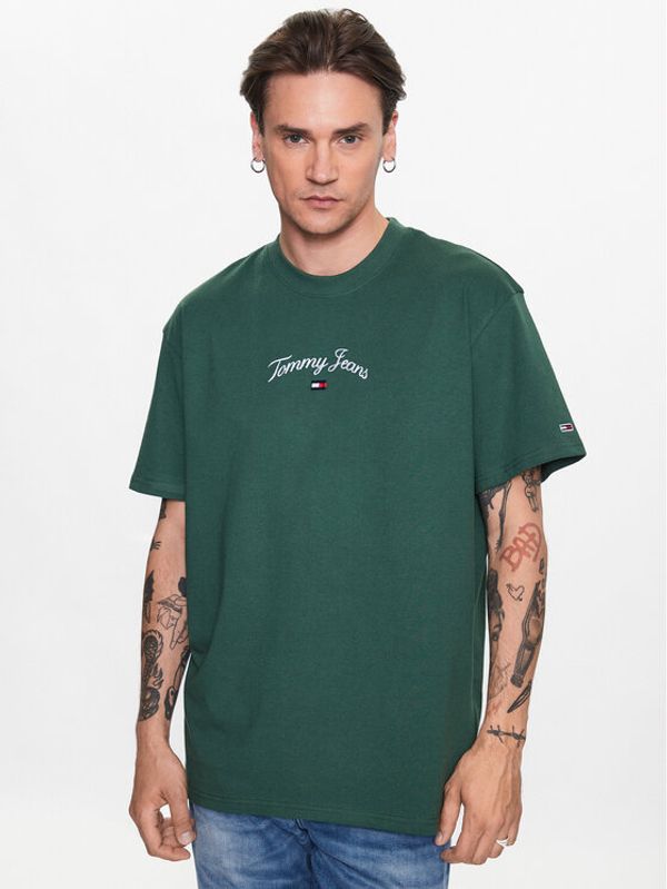 Tommy Jeans Tommy Jeans Тишърт Serif Flag DM0DM16835 Зелен Regular Fit