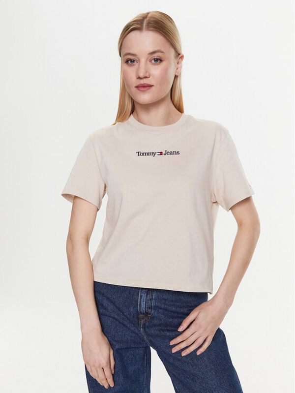 Tommy Jeans Tommy Jeans Тишърт Serif Linear DW0DW15049 Бежов Regular Fit