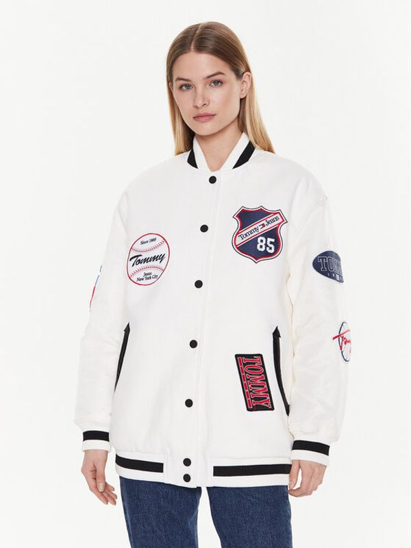 Tommy Jeans Tommy Jeans Яке бомбър Letterman DW0DW14940 Бял Oversize