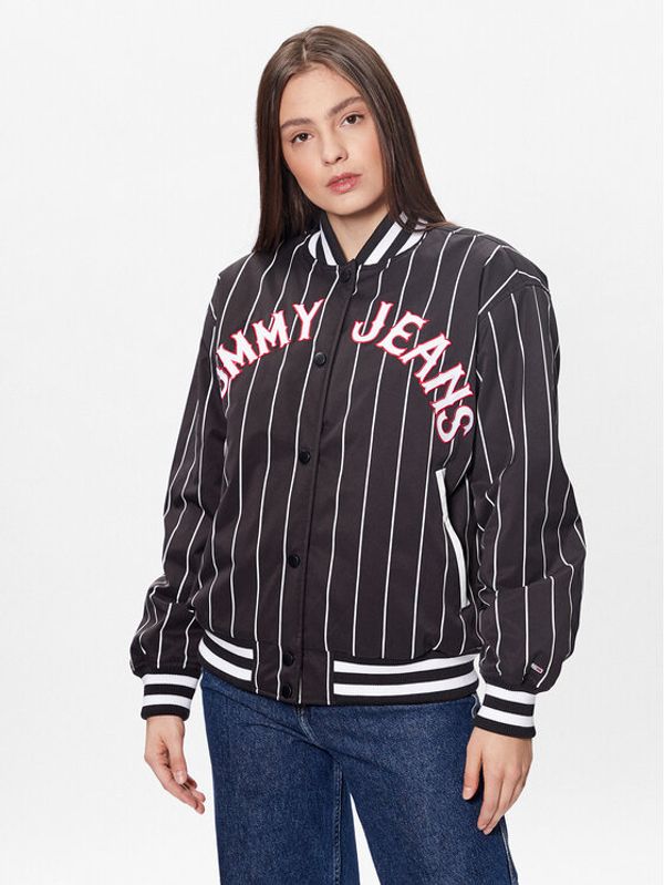 Tommy Jeans Tommy Jeans Яке бомбър Pinstripe Letterman DW0DW15336 Черен Relaxed Fit