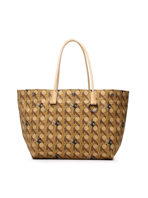 Tory Burch Tory Burch Дамска чанта Canvas Basketweave Tote 139623 Бежов