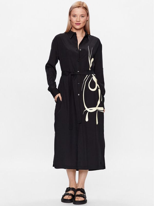 Triumph Triumph Рокля тип риза Thermal 10214884 Черен Regular Fit